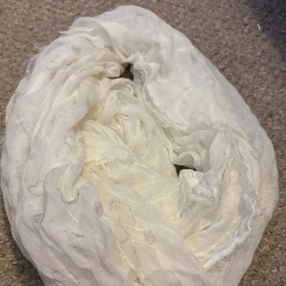Juicy Couture White Sheer Logo Scarf